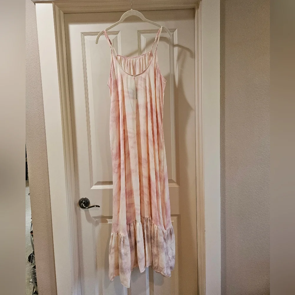 Free People Full On Maxi Slip Dress Flowy Relaxed Tiered Ruffle Hem Pink Sm NWT - Picture 4 of 16